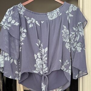INC International Concepts Lavender Floral Blouse